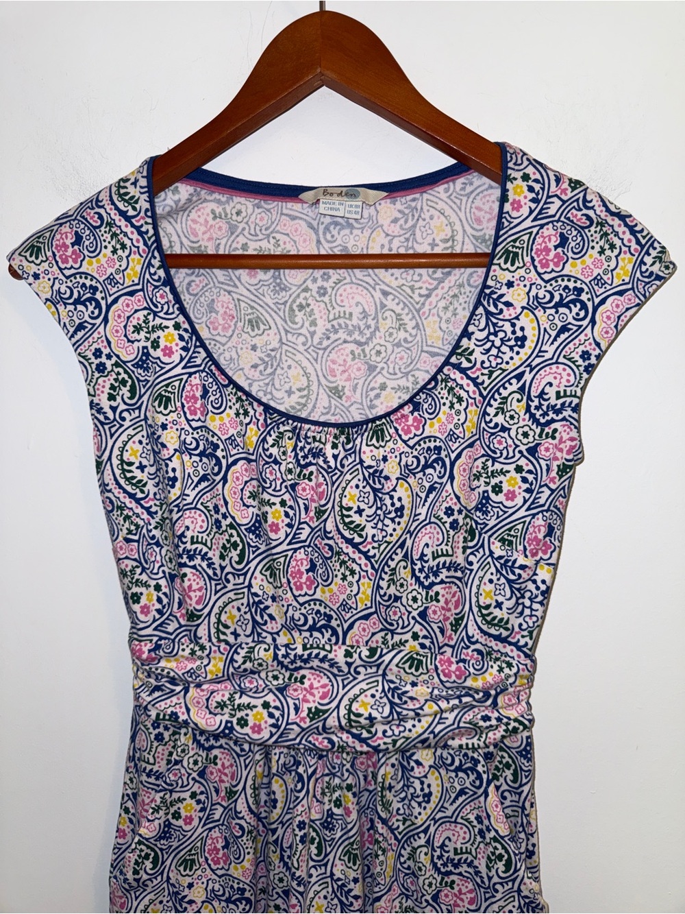 Boden Margot Jersey Paisley Floral Cap Sleeve Dress Pockets US 4 UK 8 - Picture 5 of 12